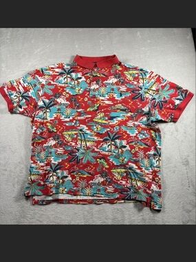 Ralph Lauren Polo Red Collar Multicolor Pattern Shirt